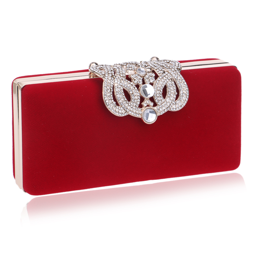 Crown diamanten samt Damen Tasche tageskupplungen kleinen kristall Abendtaschen schwarz rot candy farbe tote