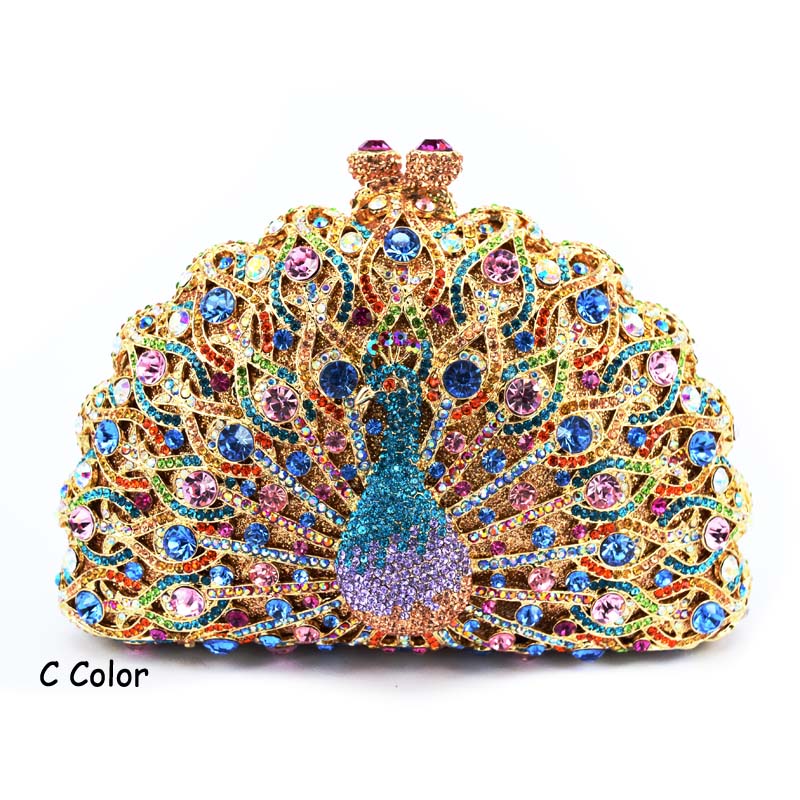 Luxus Kristall Abendtasche Pfau Diamant Kupplung Damen Abend Handtasche Hochzeit Geldbörse Bling Bankett Tasche