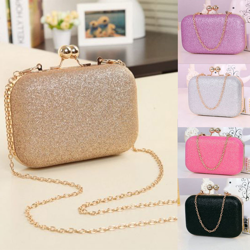neue Damen bankett Tasche designer Glitter Kette Clutch Box Handtasche kleine nette mädchen clip