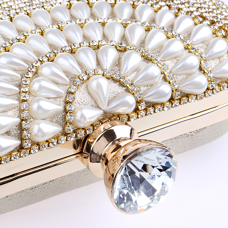 Neue Quaste Strass Kupplung Damen Abendtaschen Perlen Luxus Damen Handtaschen Perle goldenen Abendtasche