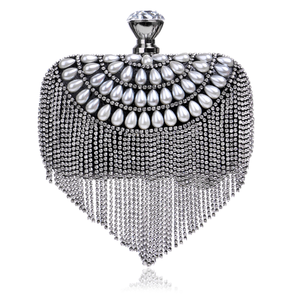 Neue Quaste Strass Kupplung Damen Abendtaschen Perlen Luxus Damen Handtaschen Perle goldenen Abendtasche