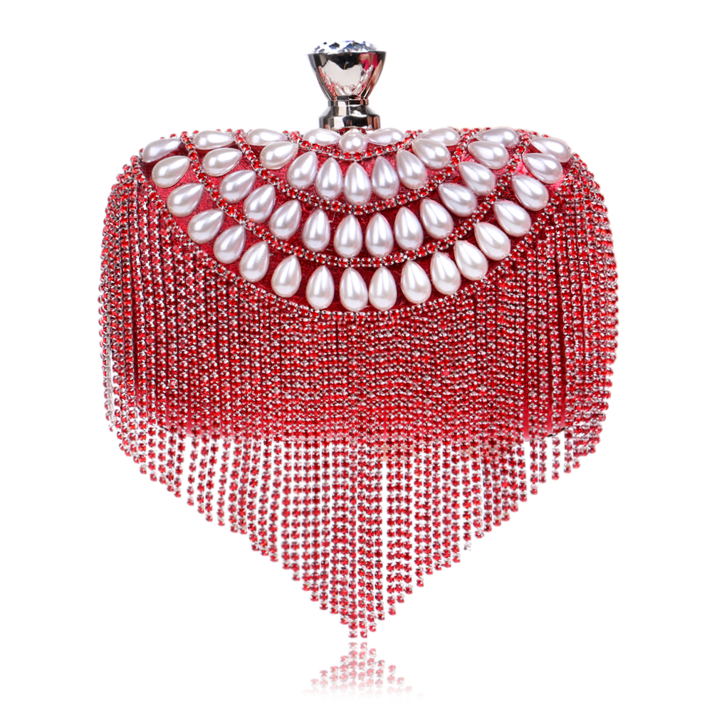 Neue Quaste Strass Kupplung Damen Abendtaschen Perlen Luxus Damen Handtaschen Perle goldenen Abendtasche