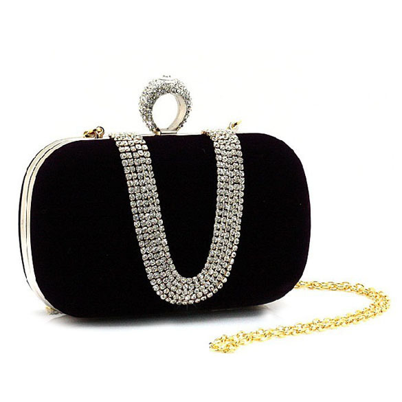 partei Damen Tasche kupplung strass Handtasche ring braut Abend schulter Kette
