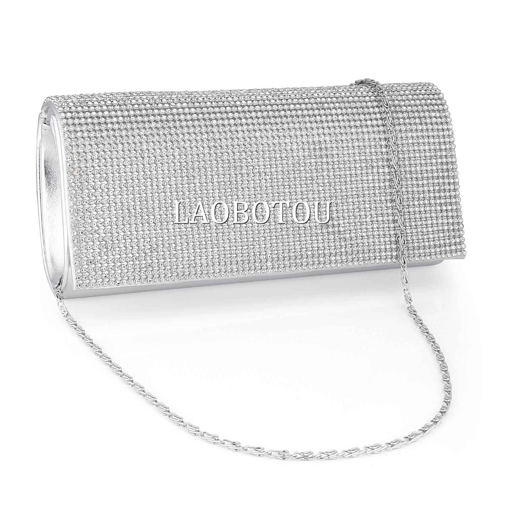 Schimmernde Diamante Abendtasche Party Hochzeit Silber Gold Schwarz