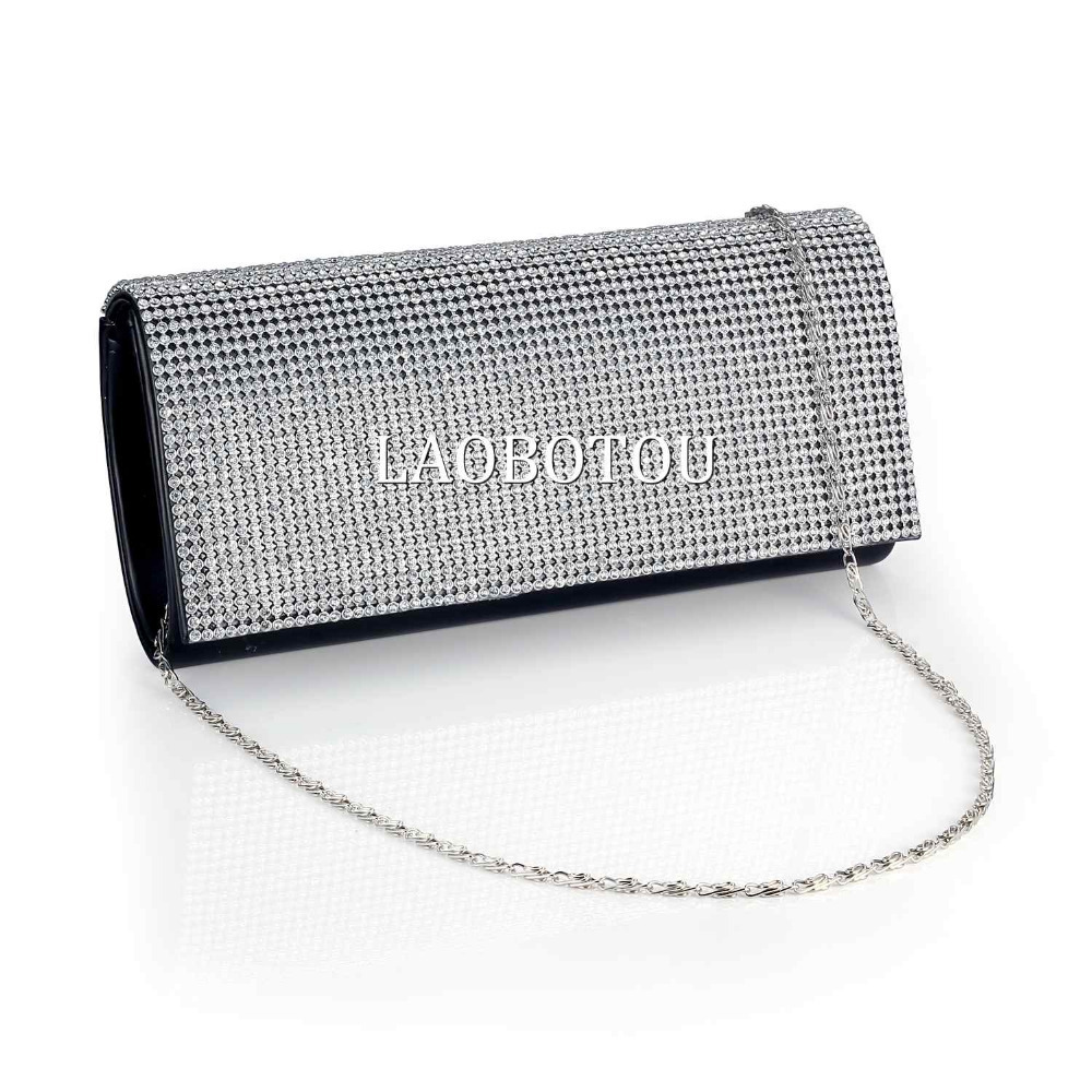 Schimmernde Diamante Abendtasche Party Hochzeit Silber Gold Schwarz