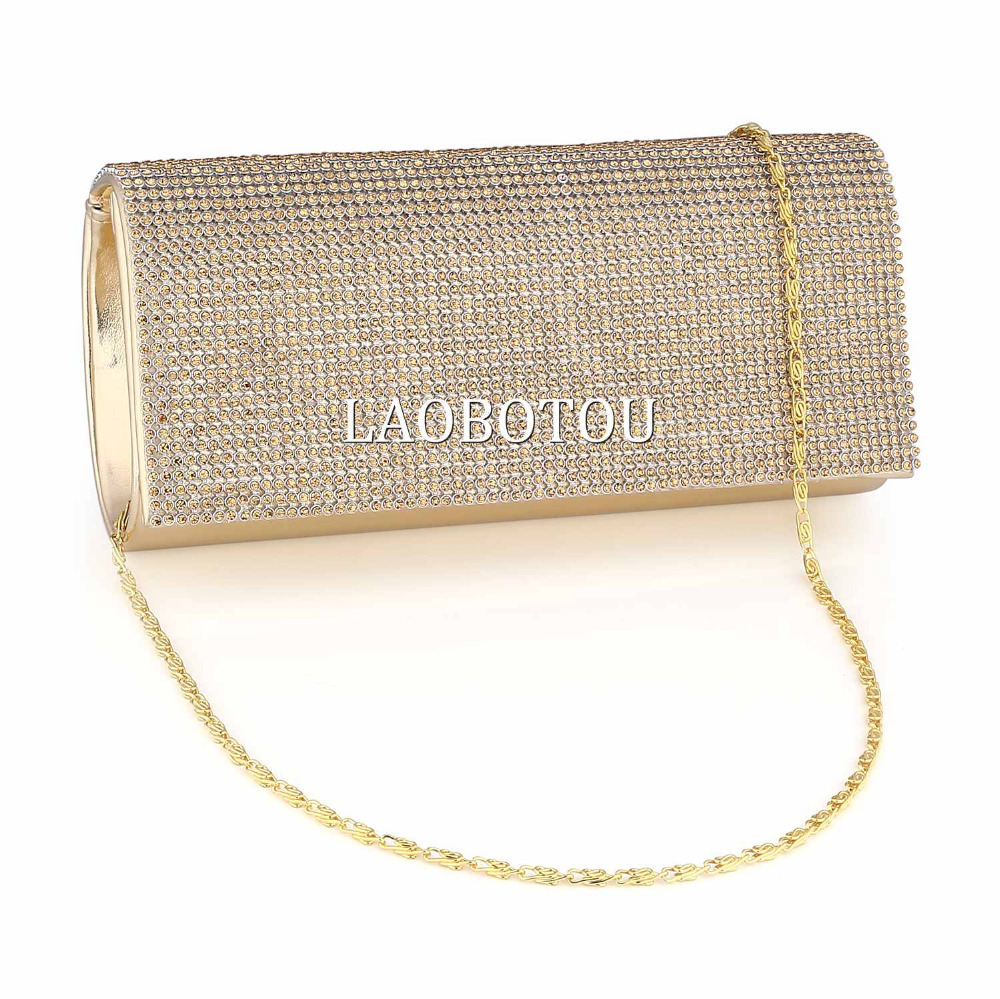 Schimmernde Diamante Abendtasche Party Hochzeit Silber Gold Schwarz