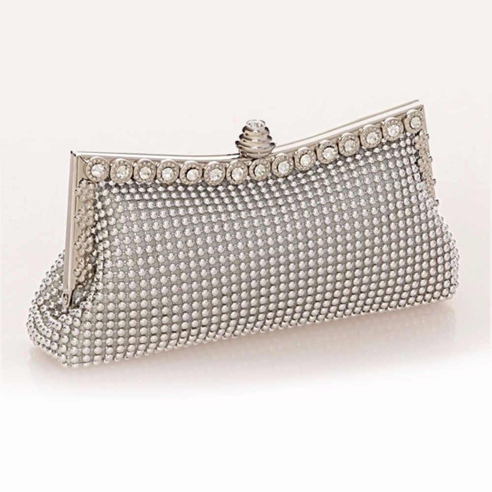mode Satin Perlen Kristall Strick Kupplung Abendtaschen Damen Tasche Charme Handtasche Partei Kleid 2 Styles