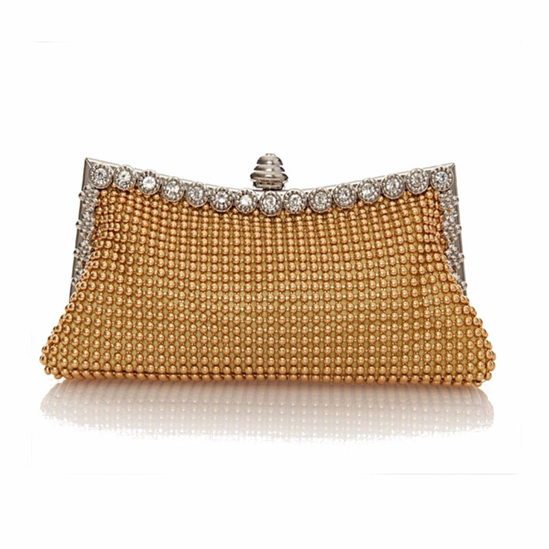 mode Satin Perlen Kristall Strick Kupplung Abendtaschen Damen Tasche Charme Handtasche Partei Kleid 2 Styles