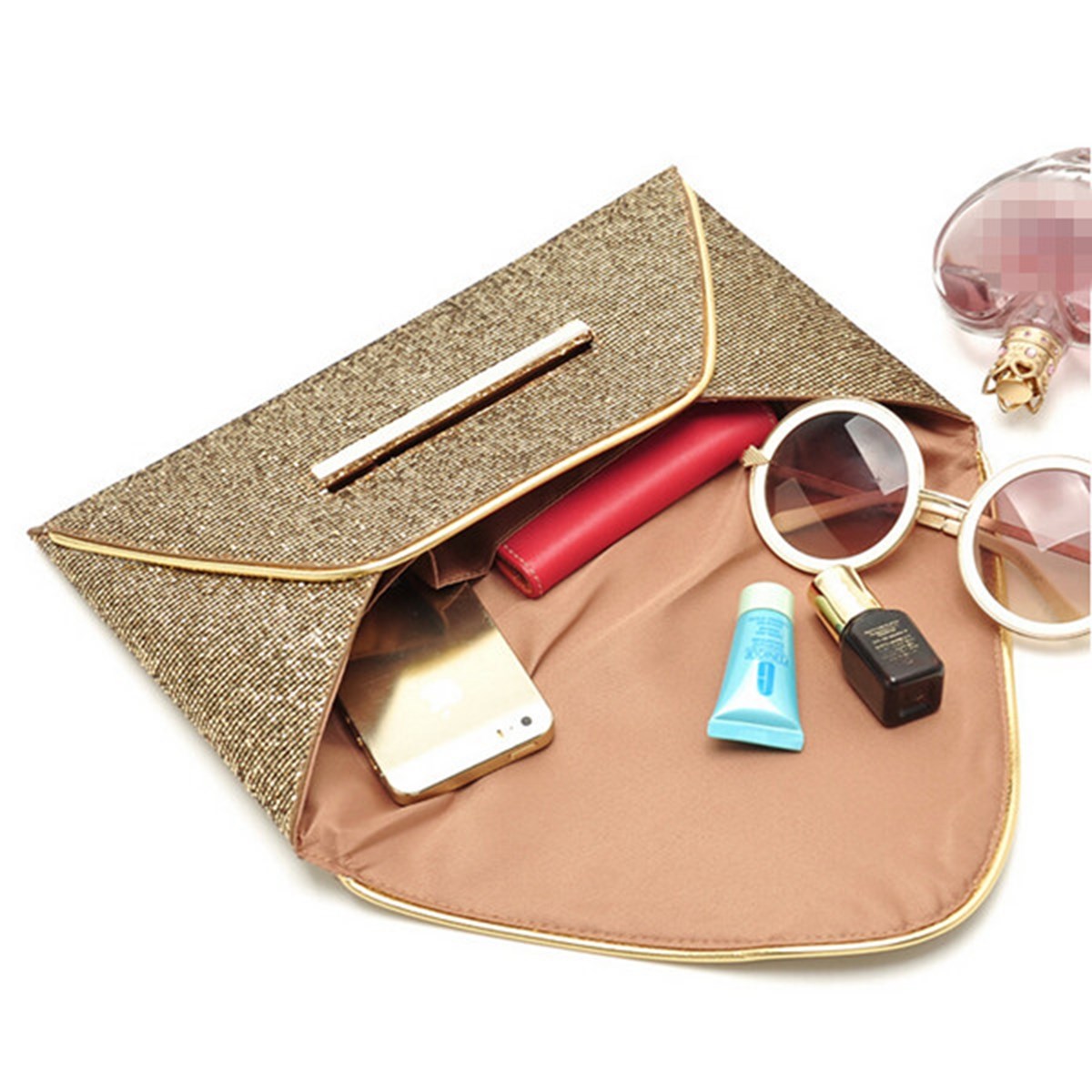 Charming Hot Damen Abendgesellschaft Taschen Gold Pailletten Hülle Tasche Clutch Umschlag Muster Glänzende