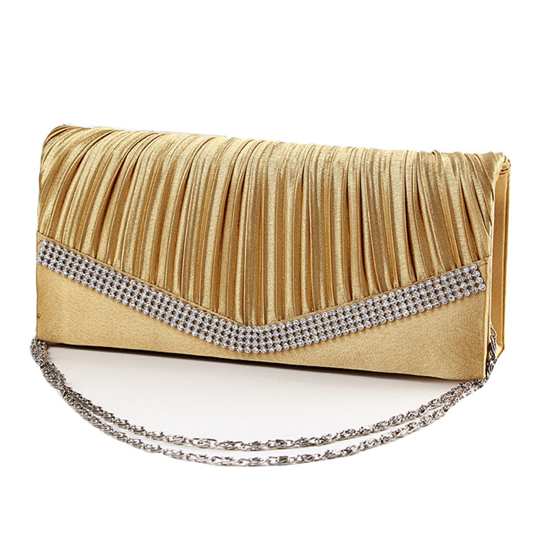 Damen Satin Strass Abend Handtasche Damen Tag Kupplung Geldbörse Kette Handtasche Braut Hochzeit Tasche Bolsas