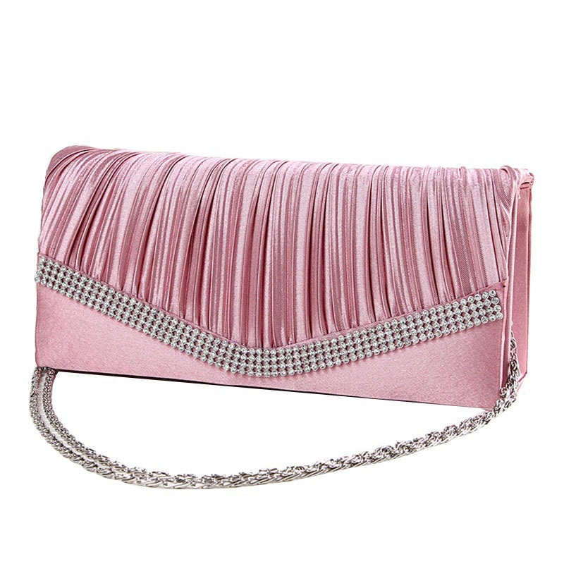 Damen Satin Strass Abend Handtasche Damen Tag Kupplung Geldbörse Kette Handtasche Braut Hochzeit Tasche Bolsas