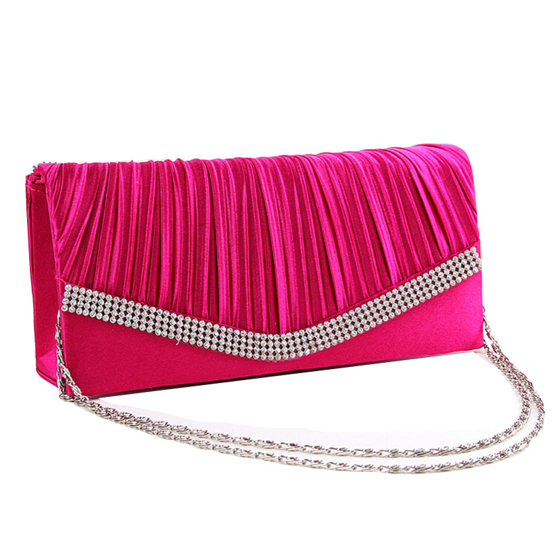 Damen Satin Strass Abend Handtasche Damen Tag Kupplung Geldbörse Kette Handtasche Braut Hochzeit Tasche Bolsas