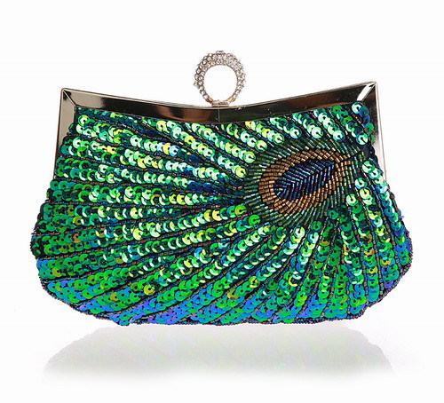 Neue Tasche Abendessen perlen pailletten pfau fingerring armband Tasche Handtasche stickerei bunte perlen Tag kupplungen