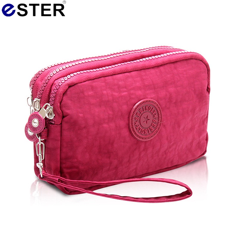Koreanischen Stil Neue Marke Mode Veranstalter Damen Plain Nylon Satchel Handtasche Kupplung Zip Geldbörse