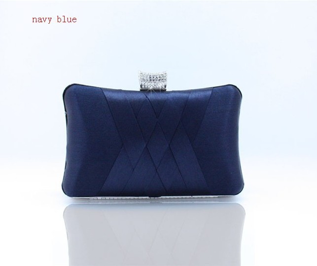 Mode Marineblau Damen Satin Strass Kupplung Handtasche Abendtasche Bankett Party Geldbeutel verfassungs beutel Freie