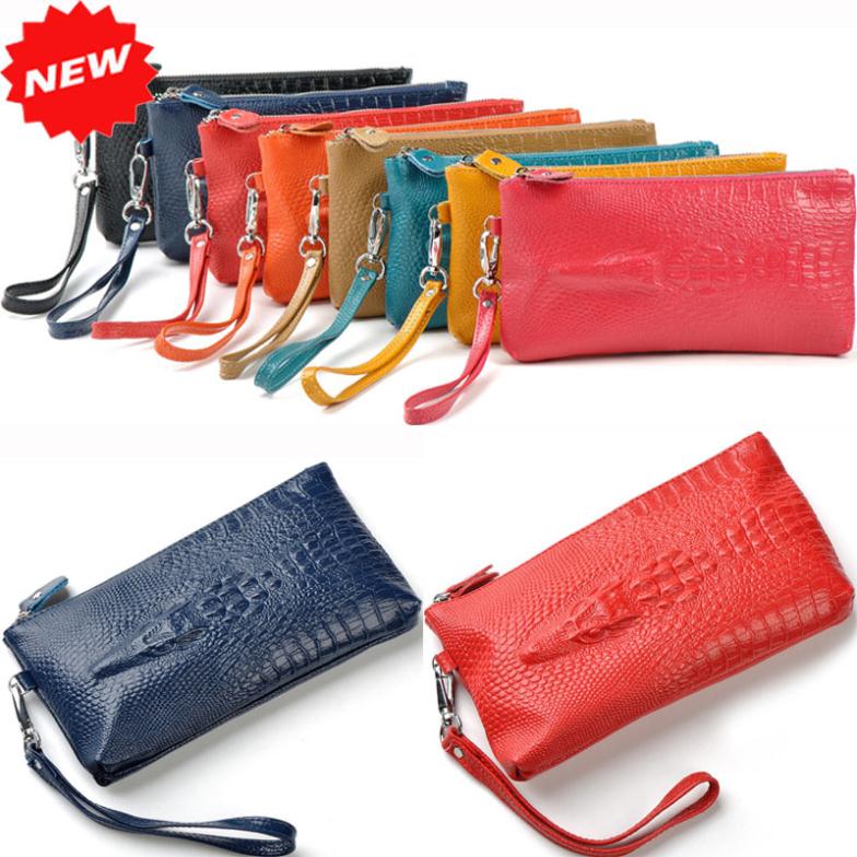 Neueste Krokodilkopf muster Tag Kupplung Echtes KuhLeder Abendtasche Casual Handytasche für Damen