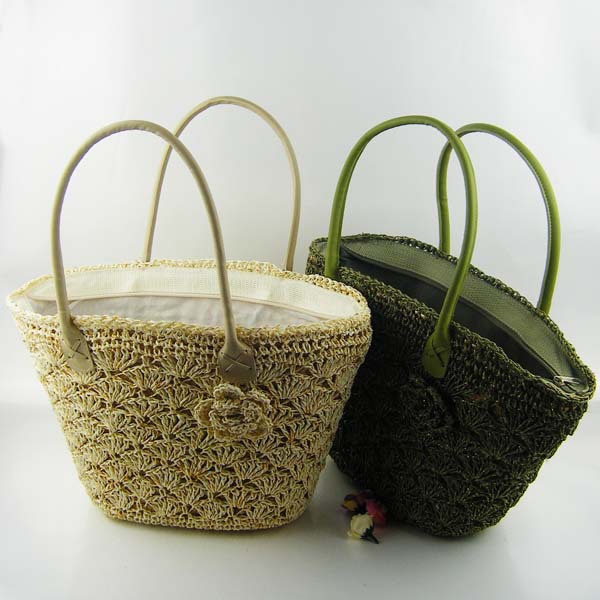 neuankömmling designer hochwertige mode stroh strand Tasche rattan gewebt tote Handtasche Damen Strand sommer