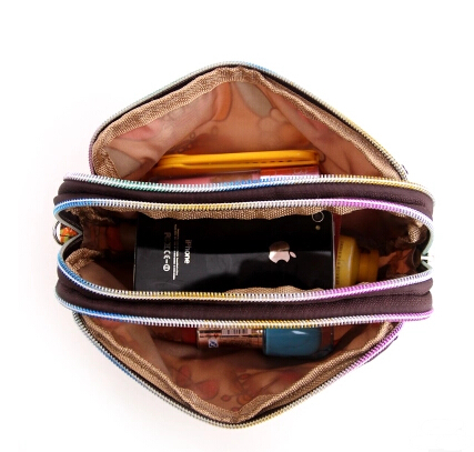 Lesport Blume Reißverschluss Tasche Damen Mini Handtasche Handgelenk Länge Tasche Damen Druck Tageskupplunge