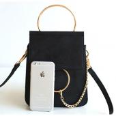 Kleine Leder Umhängetasche Armband Metall Ring Top Griff Flap Taschen Vintage Handgelenk Tasche mehrwege Mini