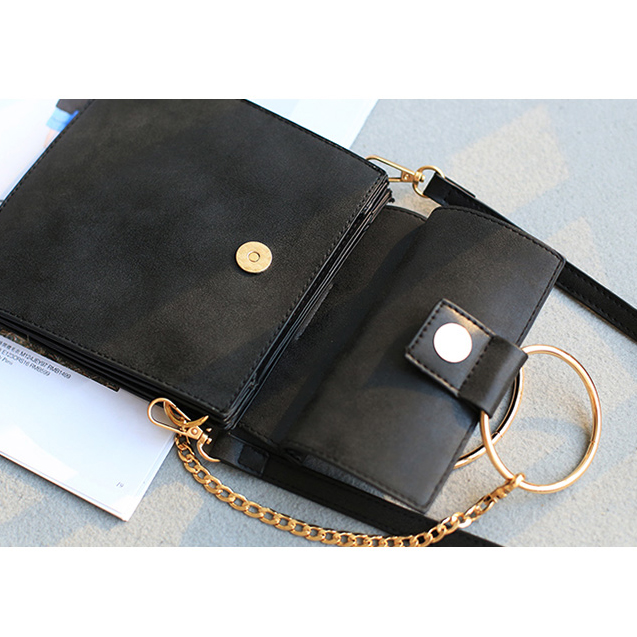 Kleine Leder Umhängetasche Armband Metall Ring Top Griff Flap Taschen Vintage Handgelenk Tasche mehrwege Mini