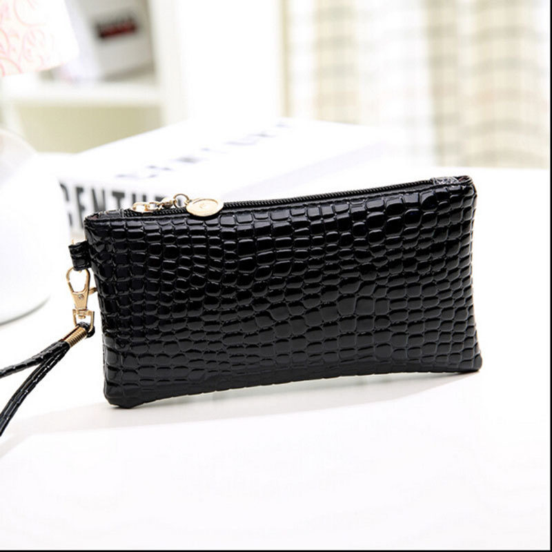 Damen Neu Kommen Original Single Stein Muster Weiche Oberfläche Leder Brieftasche Tageskupplungen