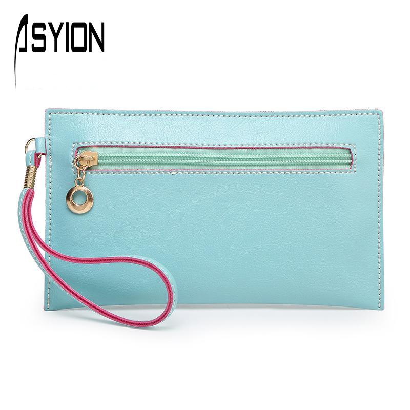 Neue Candy Farbe Pu Leder Damen Wristlets Clutch Taschen Designer Damen Geldbörse Handtaschen