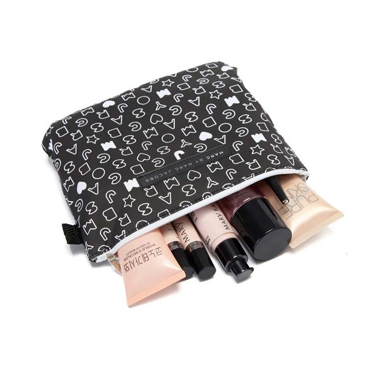 Freies verschiffen Einfache und elegante schwarze und weiße buchstaben dicker stoffbeutel Kosmetiktasche