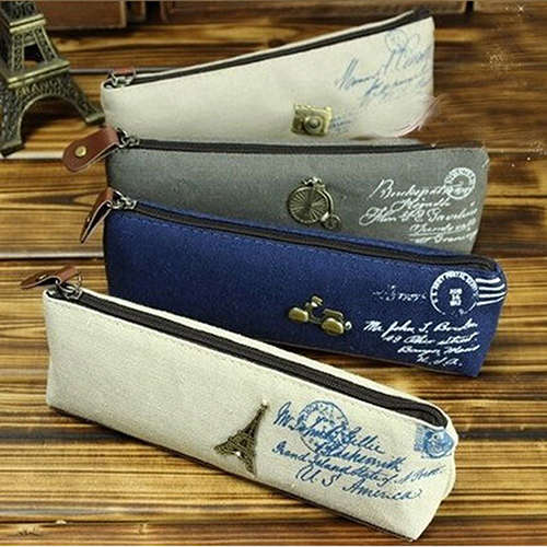 Leinwand Schreibwaren Lagerung Stift Federmäppchen Geldbörse Tasche Tasche Kosmetiktasche Make Up