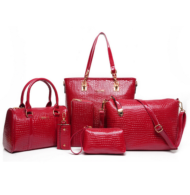 mode Krokodil Handtasche Pu Leder Tasche Damen Handtaschen Crossbody Messenger Bag Brieftasche 6 Sätze