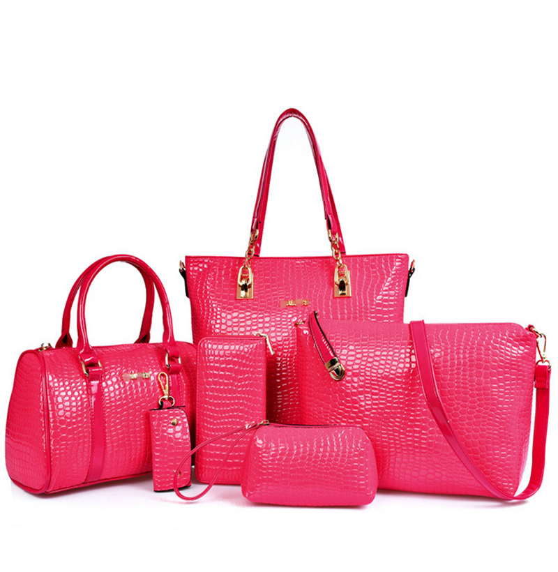 mode Krokodil Handtasche Pu Leder Tasche Damen Handtaschen Crossbody Messenger Bag Brieftasche 6 Sätze