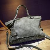 Niet Damen Leder Handtasche Mode Quaste Umhängetasche Vintage Umhängetasche große Top Griff Taschen Mum