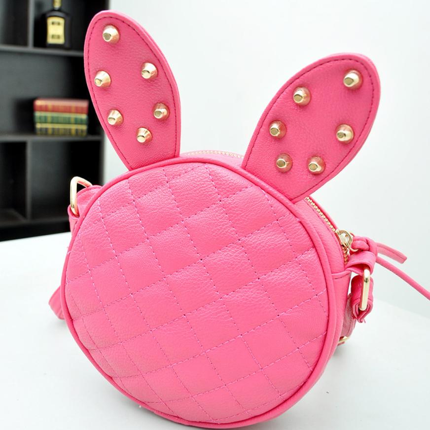 Empfindliche Neue Damen Mädchen Sommer Niedlichen Kaninchen Ohr Runde PU Leder Körper Mini Schulter