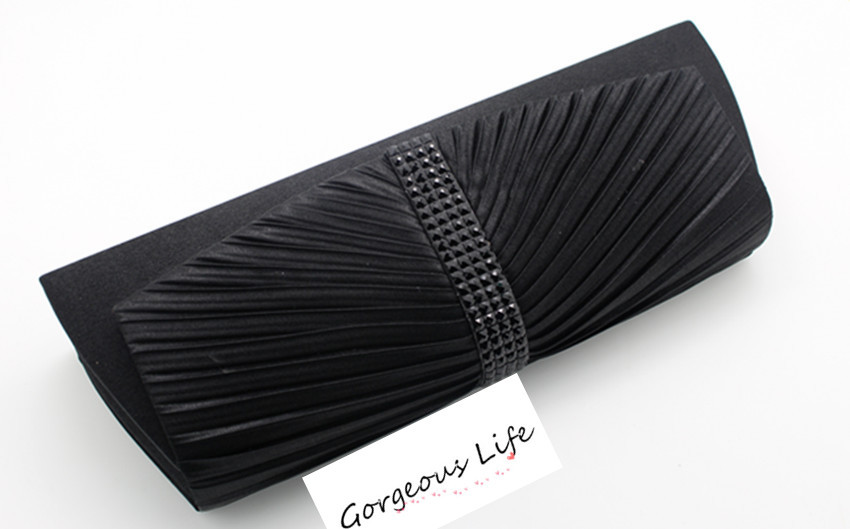 Fashion Kristall Damen Kupplungen Mit Schulter Kette Für Abschlussball partei Luxusmarke Taschen Satin Schwarz