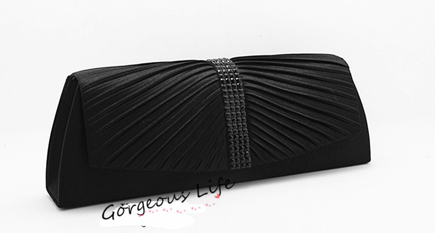 Fashion Kristall Damen Kupplungen Mit Schulter Kette Für Abschlussball partei Luxusmarke Taschen Satin Schwarz