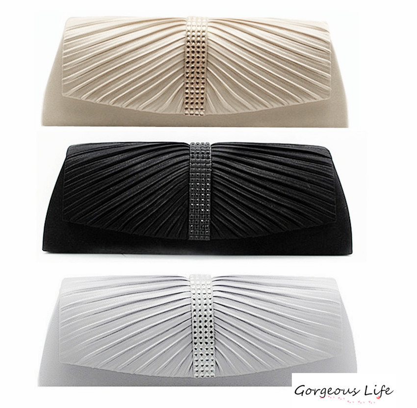 Fashion Kristall Damen Kupplungen Mit Schulter Kette Für Abschlussball partei Luxusmarke Taschen Satin Schwarz