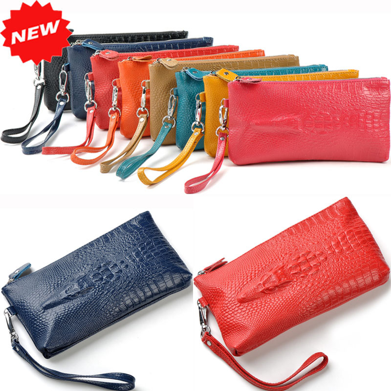 Hot 3D Crocodile 100% Echtes Leder Armband Tag Kupplung Abendtaschen Damen Handytasche Geldbörse