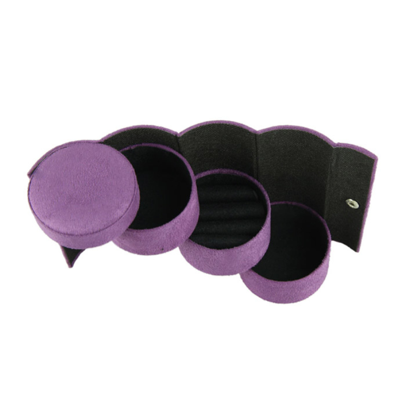Ausgezeichnete Qualität Erstaunlich New Schmuckschatulle Klapp Schmuck Display Sarg Organizer Flanell Runde Tragbar