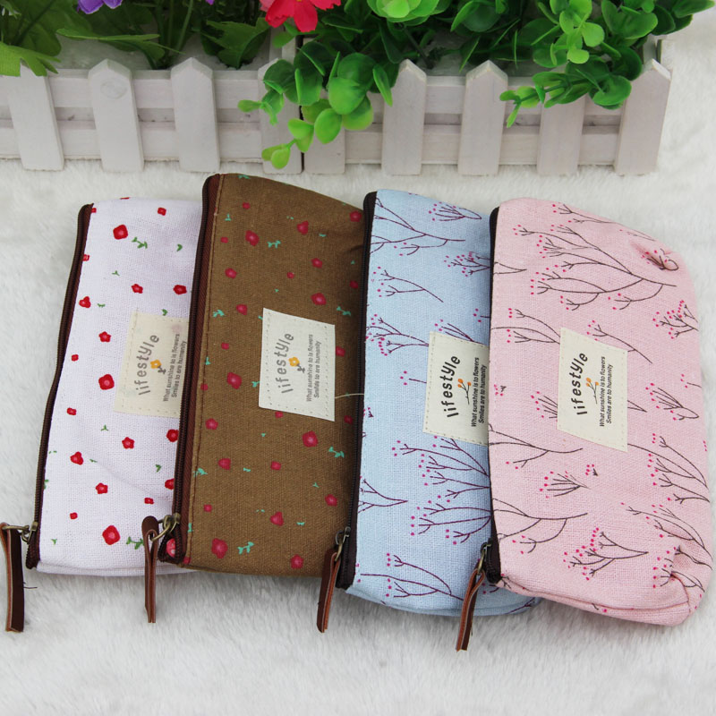 neue Blumenblumen Bleistift Kugelschreiber LeinenTasche Kosmetik Werkzeug Tasche Aufbewahrungstasche Geldbörse