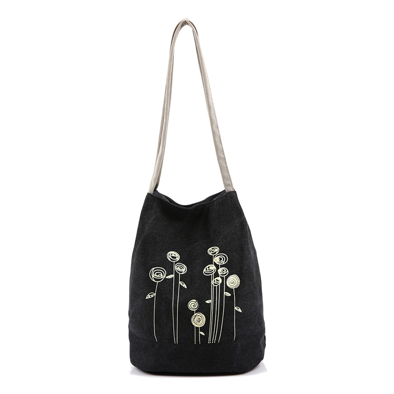 Frühling und Sommer Umhängetasche Leinwand Damen Handtaschen Eimer Damen Handtaschen Casual Big floral Damen