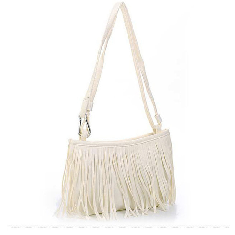 Damen Quaste Quaste Fringe Faux WildLeder Schulter Messenger Crossbody Handtasche Schwarz Braun Weiß
