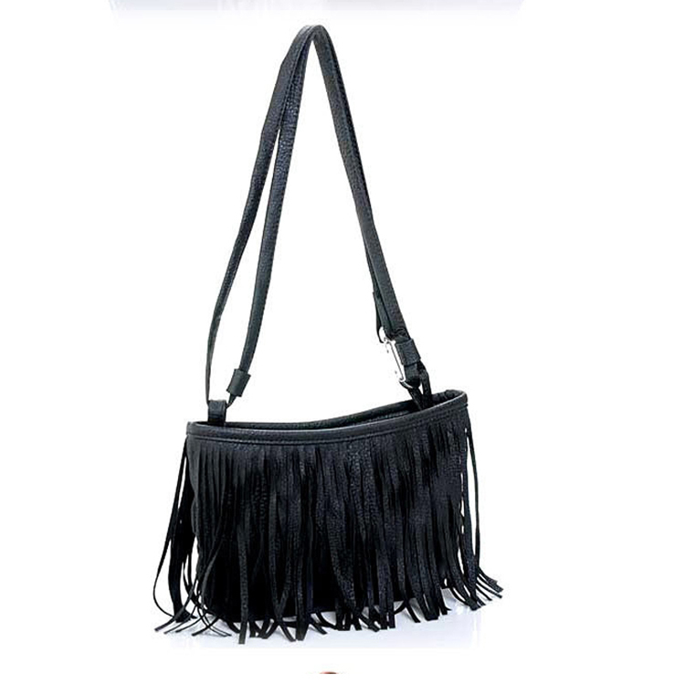 Damen Quaste Quaste Fringe Faux WildLeder Schulter Messenger Crossbody Handtasche Schwarz Braun Weiß