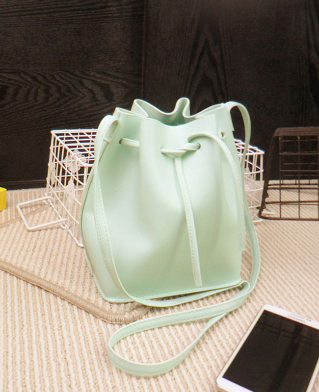 Neue Leder Eimer Tasche Handtasche Weibliche Mädchen Casual Umhängetasche Crossbody Taschen Damen