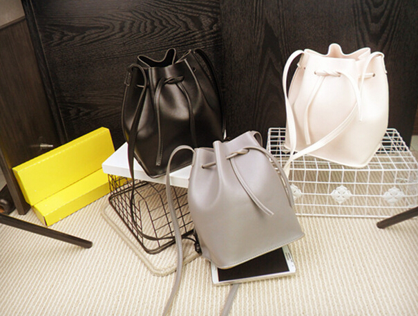 Neue Leder Eimer Tasche Handtasche Weibliche Mädchen Casual Umhängetasche Crossbody Taschen Damen