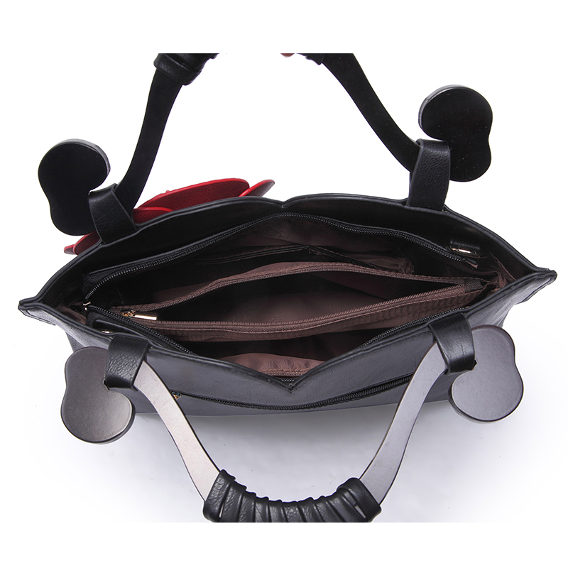 marke frühjahr neue Damen Einkaufstasche mit einer blume eimer Tasche qualität pu Leder Handtasche