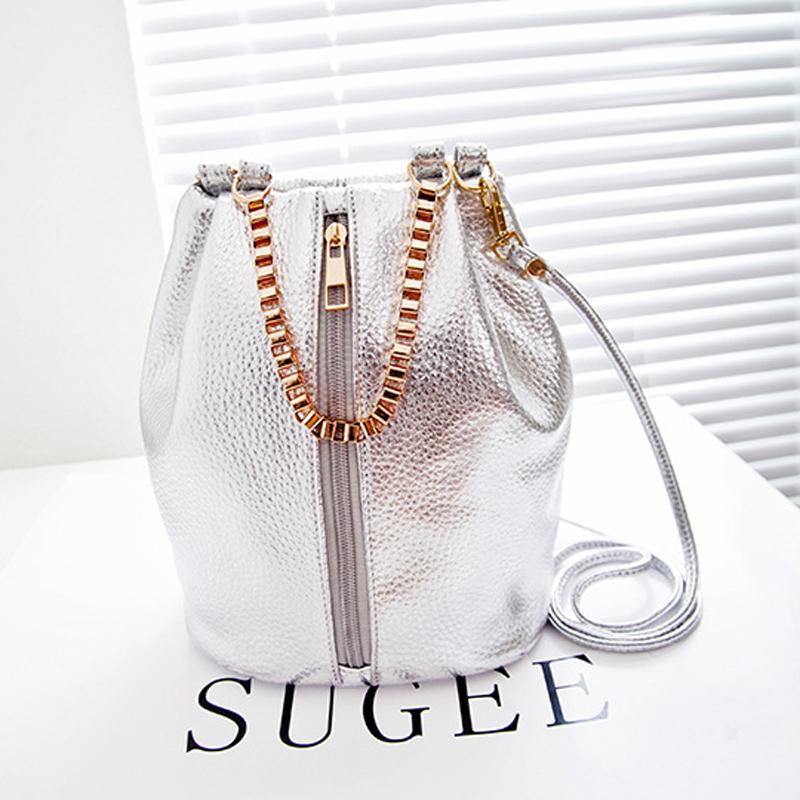 Nagelneu Pu Leder Damen Messenger Bags Fashion Ketten Eimer Tasche Damen Handtasche Crossbody Umhängetasche