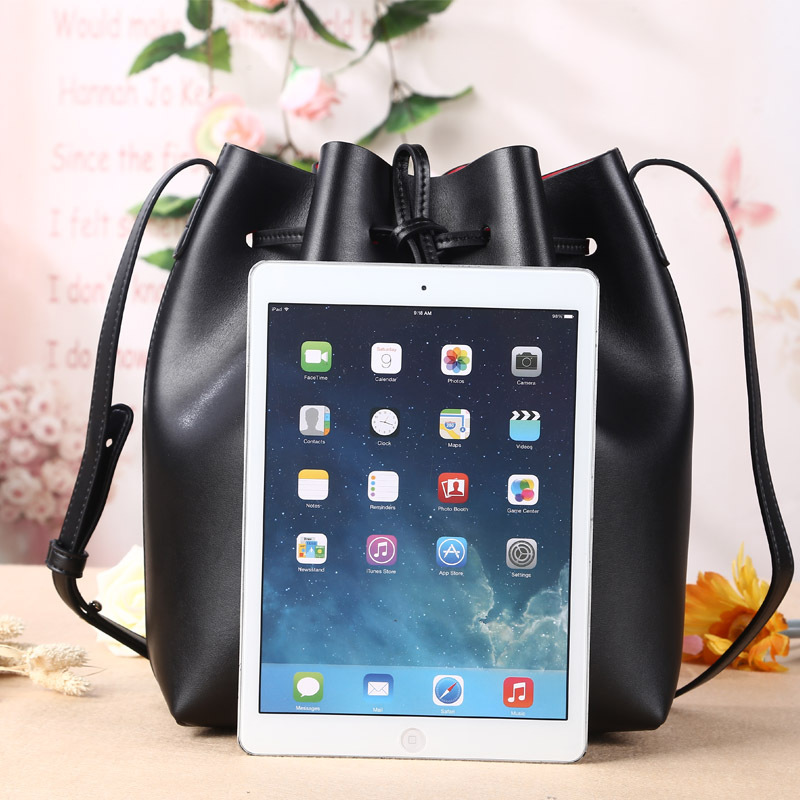 neue Damen Umhängetasche tunnelzug eimer Tasche hochwertigen pu Leder Handtasche mit logo bedruckt Groß