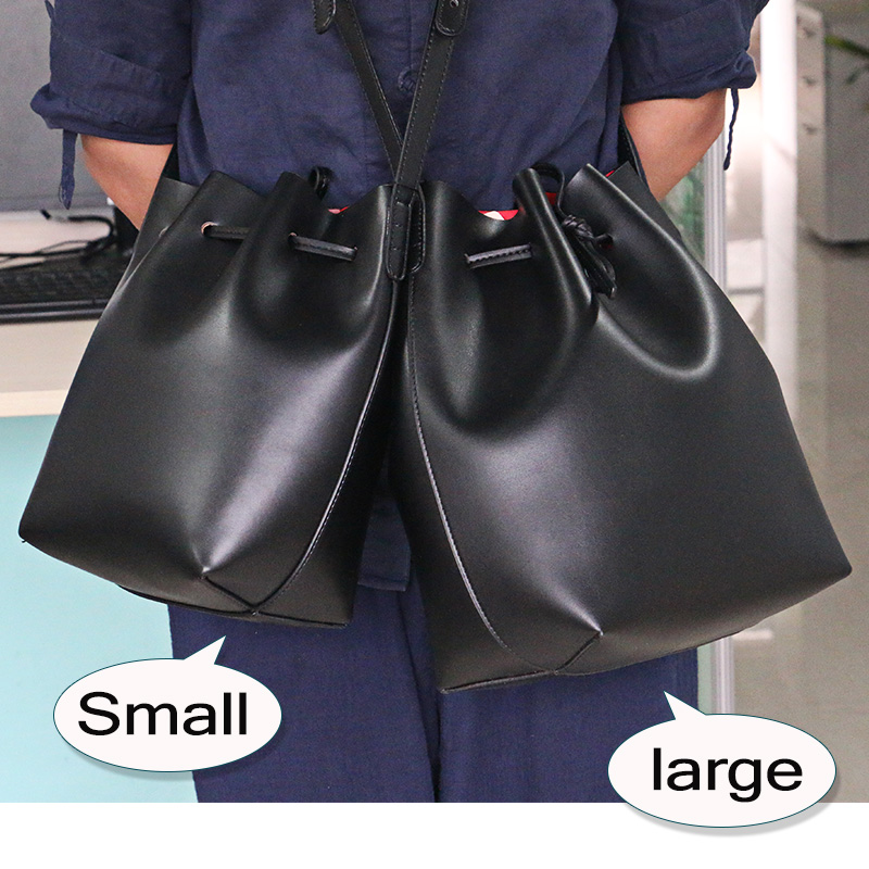 neue Damen Umhängetasche tunnelzug eimer Tasche hochwertigen pu Leder Handtasche mit logo bedruckt Groß