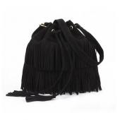 Damen WildLeder Kordelzug Eimer Tasche Damen vintage Handtasche Faux Fringe Quaste Schulter Crossbody Taschen Damen