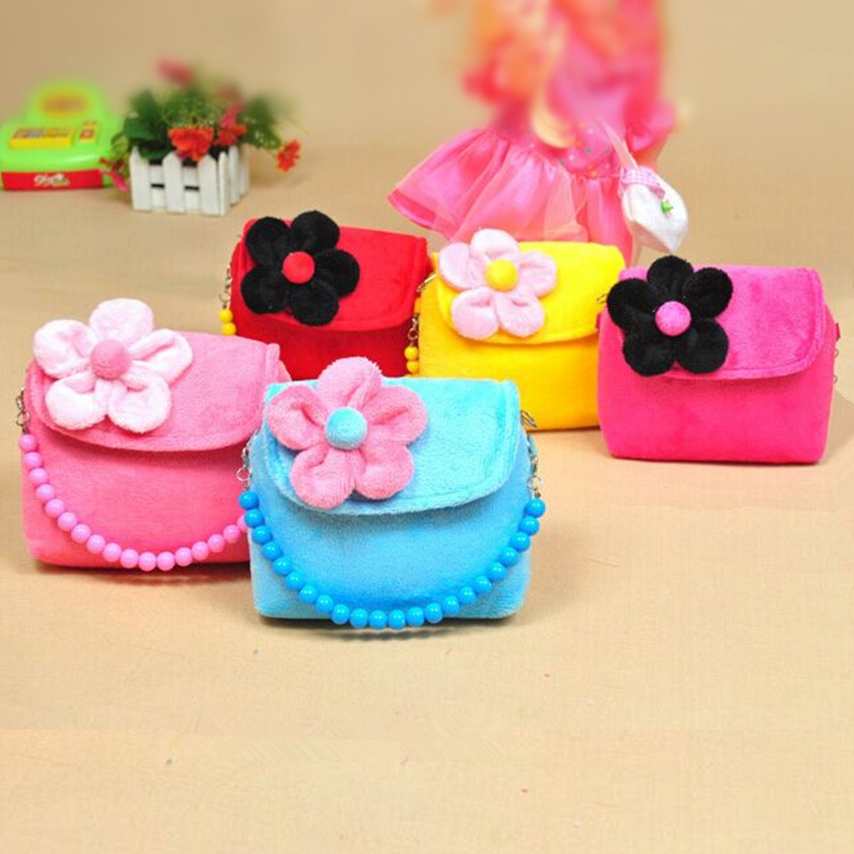 Schöne Stereoskopischen Blumen Plüsch Umhängetasche Prinzessin Paket Für Babys Kinder Kindergarten