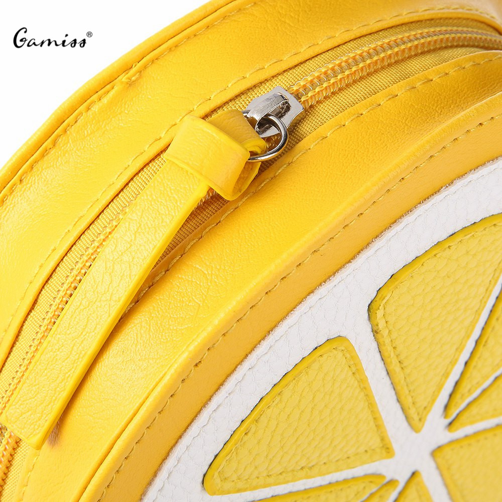 Neuankömmling Schulter Dual Zweck Mini Taschen Damen Runde Zitrone Muster Reißverschluss Crossbody Damen